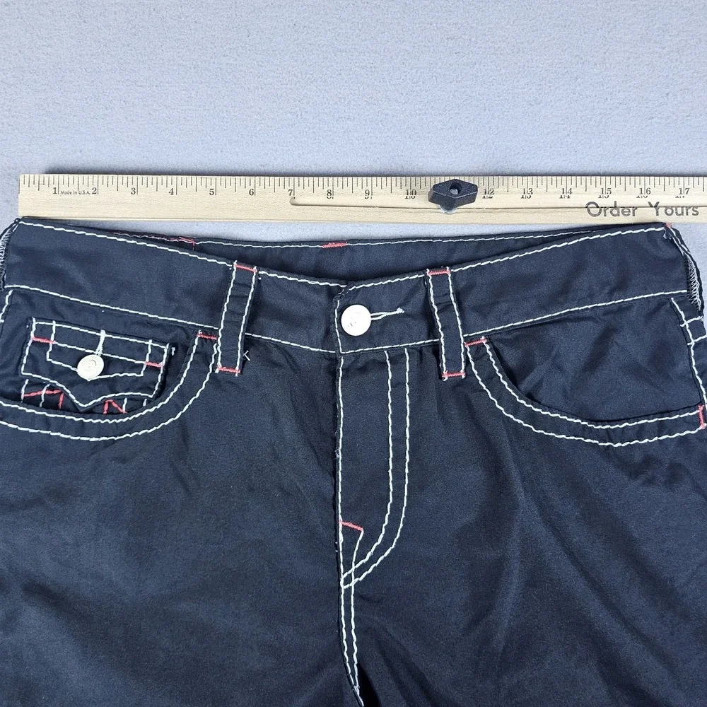 True Religion Boardshorts Mens 33 Black Flap Pockets Swim Surf Trunks 10